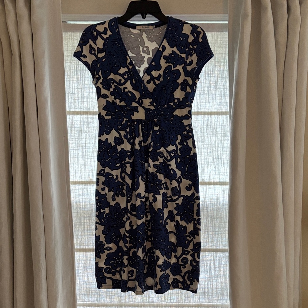 Boden Navy and White Floral Midi Dress